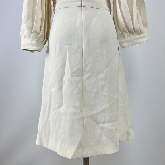 $655 NWT SEE BY CHLOÉ Embroidery Mini Dress Cream Size 40 Pleated Sleeves - Picture 9 of 13
